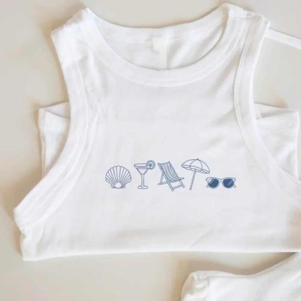 Beach Tank Top – Minimal Summer Icons Tank - Picture 3 of 4